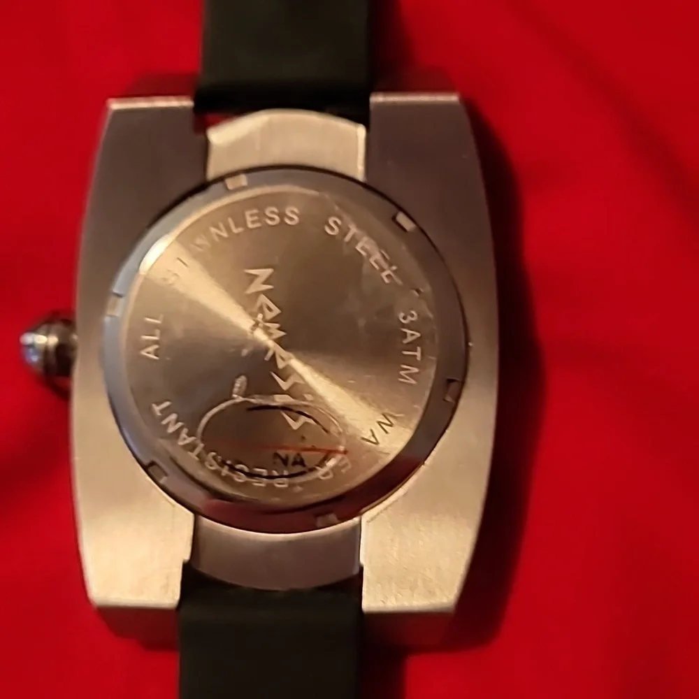 Nemesis Silver With Green Face Vintage Chunky Mens‎ Watch With Replacement Band